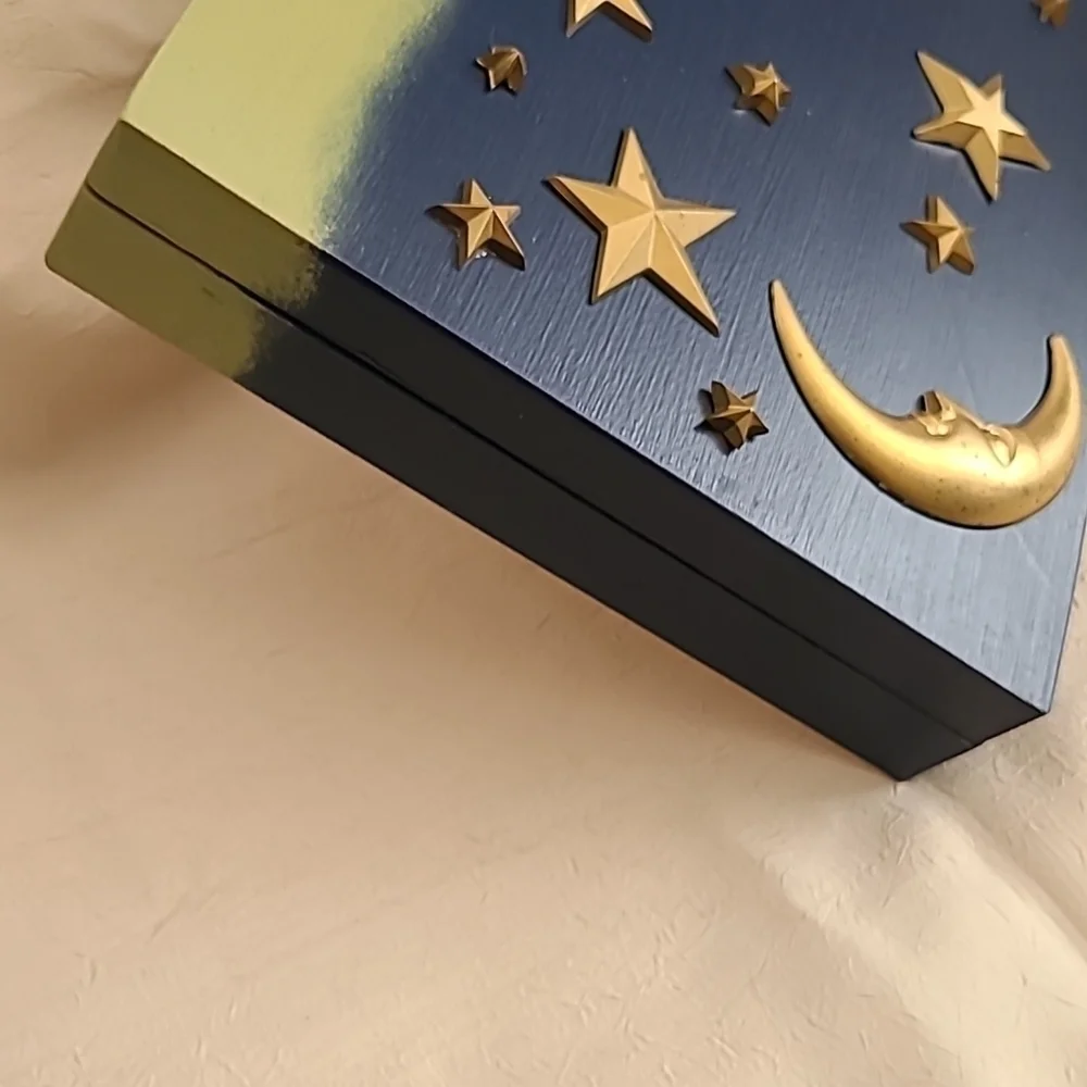 HANDCRAFTED & DECORATED MOON & STAR WOODEN BOX